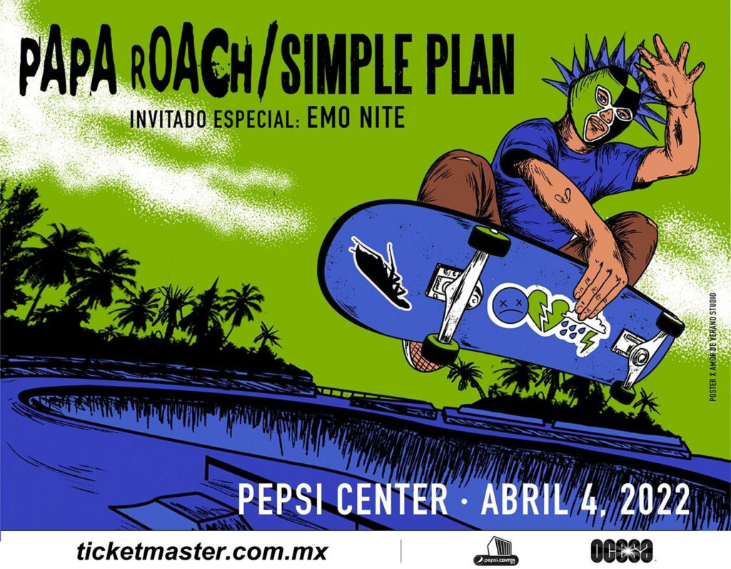 Póster de Papa Roach y Simple Plan en la CDMX